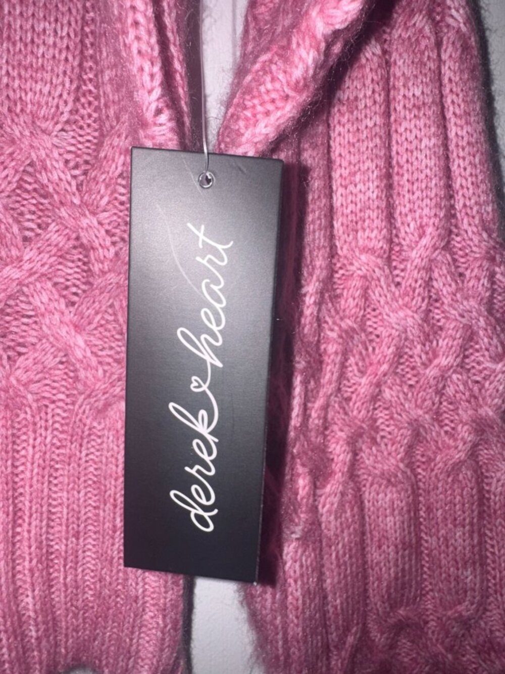 Derek Heart Womens Pink Cable-Knit Cropped Sweater Mock Neck Size M Polyester Bl - Picture 7 of 8